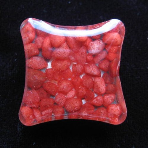 Promotion bague carrée ajustable, cailloux rouges en résine, taille 28mmx28mm