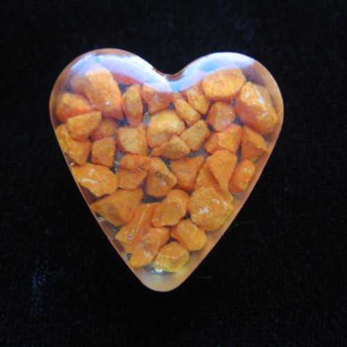 Promotion bague coeur, cailloux oranges, en résine, taille 25mmx25mm