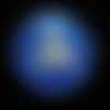 Promotion bague ajustable, estampe bouddha argenté, sur fond bleu en résine, diamètre 30mm