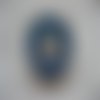 Bague ajustable unisexe estampe bouddha argenté sur fond bleu en résine diamètre 30mm