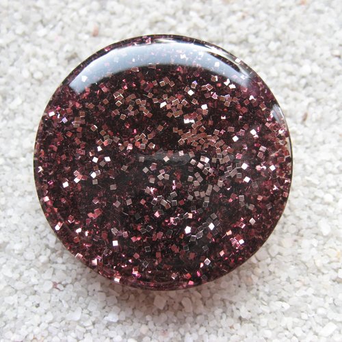 Grande bague ajustable unisexe paillettes prunes en résine diamètre 35mm