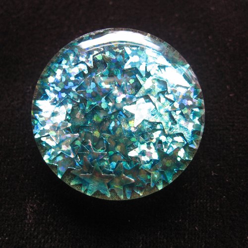 Bague ajustable unisexe étoiles bleues en résine diamètre 25mm