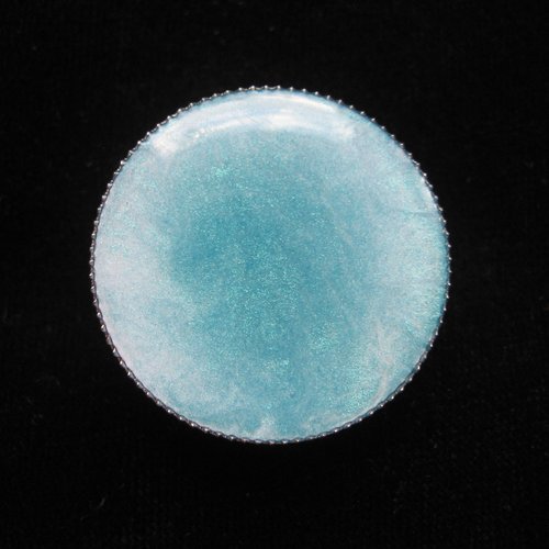 Petite bague ajustable unisexe motifs marbrés avec des encres sertie en résine diamètre 25mm