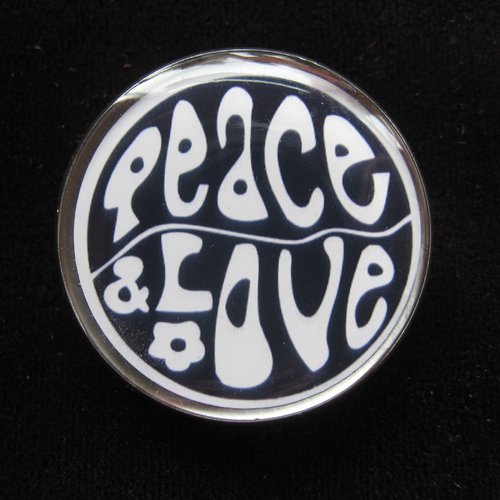 Bague ajustable unisexe peace & love sertie en résine diamètre 30mm