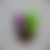 Grande bague ajustable unisexe cabochon géométrique vert et prune en fimo diamètre 30mm