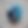 Grande bague ajustable unisexe cabochon géométrique turquoise bleu et blanc en fimo diamètre 30mm