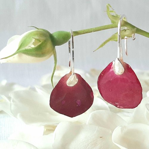 Boucles d'oreilles en argent pétale de rose