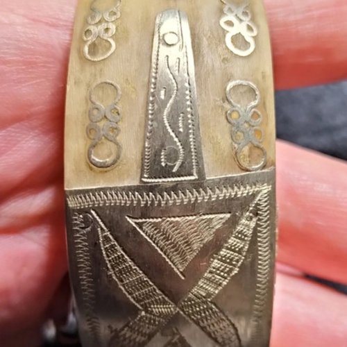 Bracelet mixte vintage ethnique touareg en corne et argent