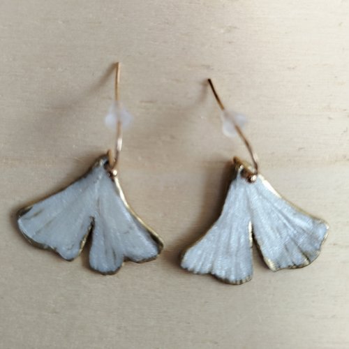 Boucles d'oreilles porcelaine froide ginkgo