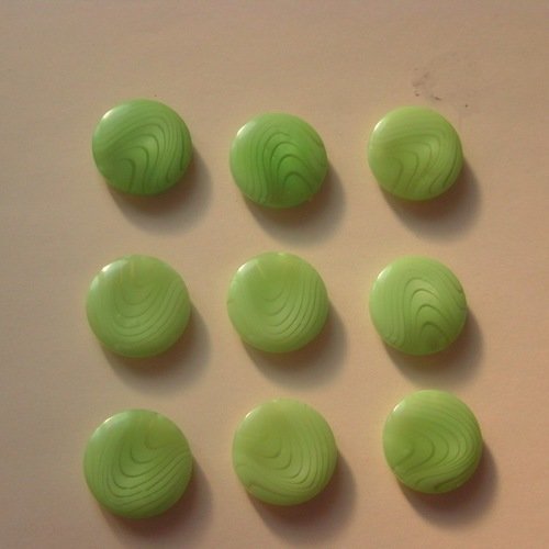 Lot 9 boutons vert à effets, vintage