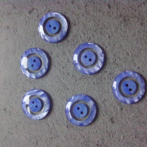 Lot 6 boutons bleus et transparents