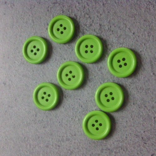 Lot 8 boutons bois vert uni