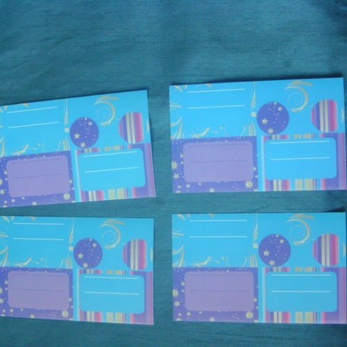 Lot 24 étiquettes cadeaux fantaisie bleu et violet