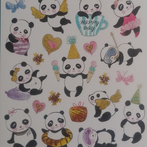 Stickers - autocollants pandas amusants