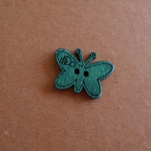 Bouton papillon bois vert menthe