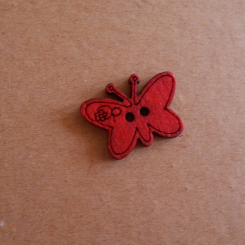 Bouton papillon bois rouge