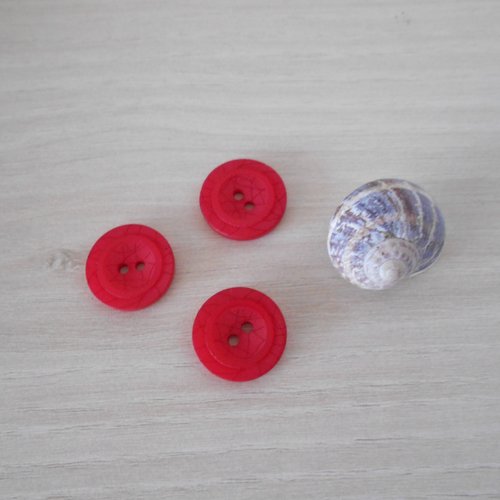 Lot 3 boutons fantaisie rouge