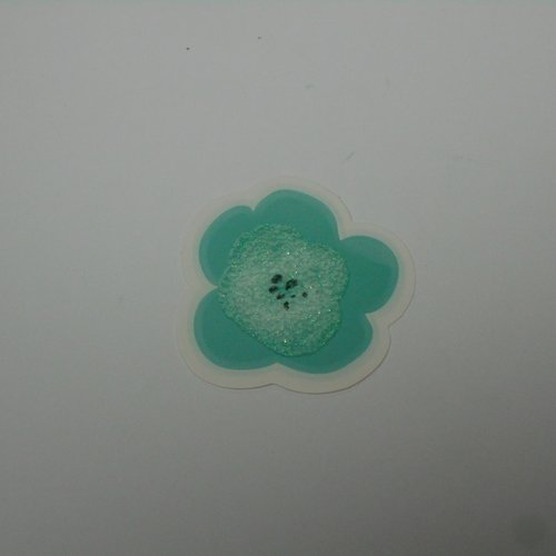 Découpe pailletée papier fleur vert-bleu
