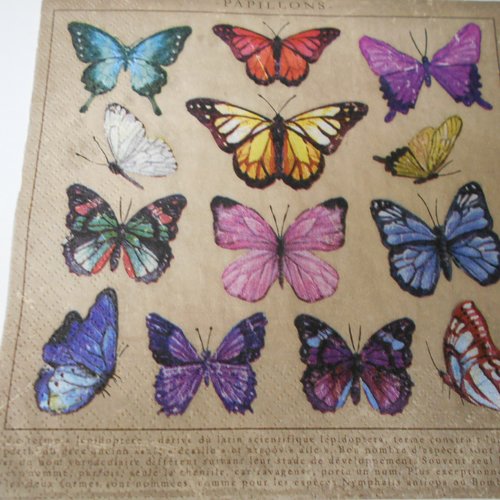 Serviette en papier vendue a l'unite espèces papillons