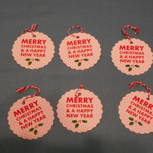 Lot 6 étiquettes rondes noël