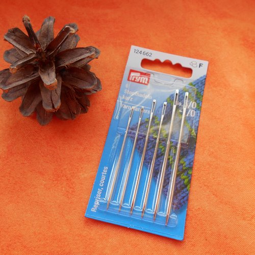 Lot 6 aiguilles à repriser, courtes, en mélange prym