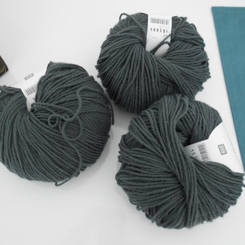 Lot 3 pelotes laine gris anthracite rico baby