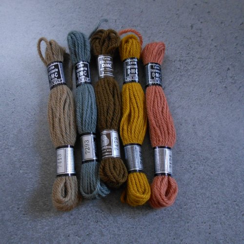 Lot 5 échevettes laine dmc coloris nuancés