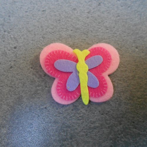 Papillon en feutrine adhésive, couleur rose