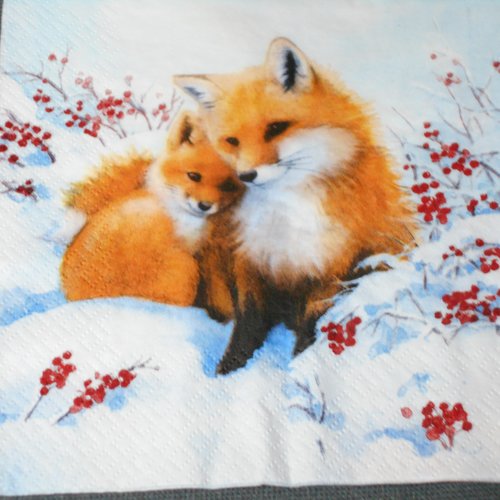 Serviette duo de renards dans la neige