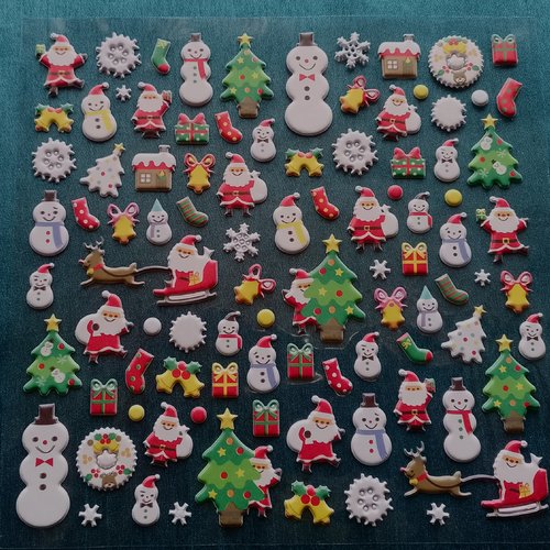 Lot 93 petits autocollants thème noël