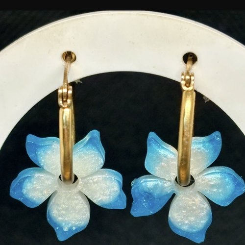 Boucles d’oreilles avec charm fleurs aurora