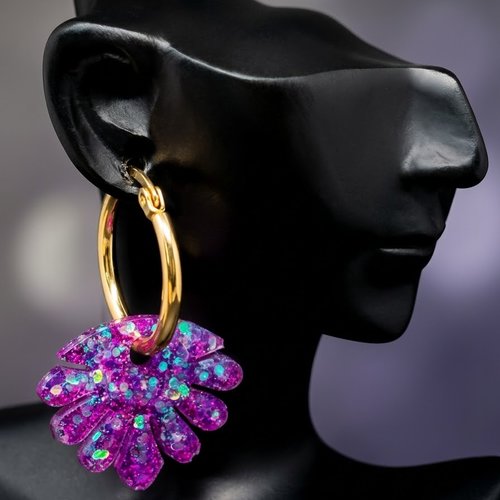 Boucles d’oreilles avec charm corail interchangeables