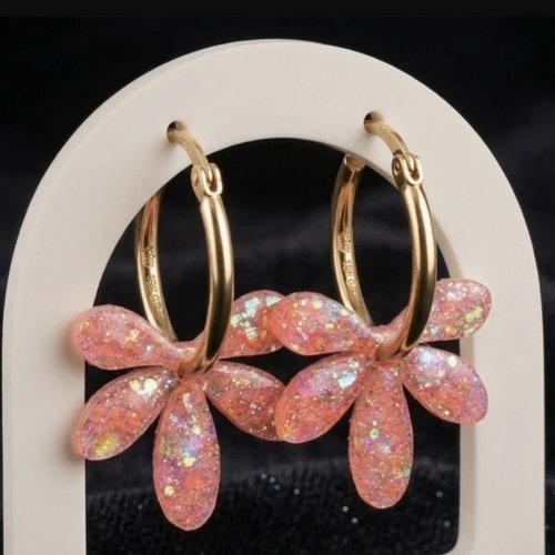 Boucles d’oreilles avec charm fleurs léti