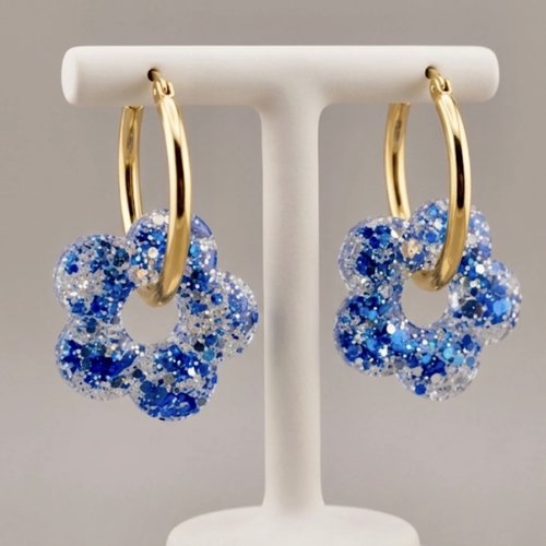 Boucles d’oreilles avec charms fleurs interchangeables