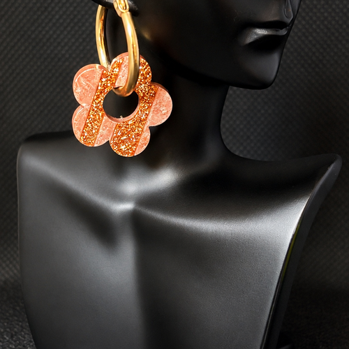 Créoles avec charms fleurs interchangeables