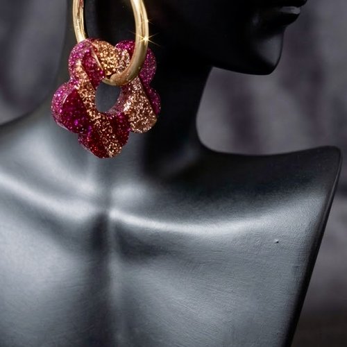 Boucles d’oreilles avec charms fleurs interchangeables