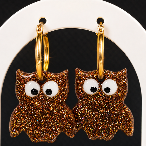 Boucles d’oreilles avec charms interchangeables hiboux