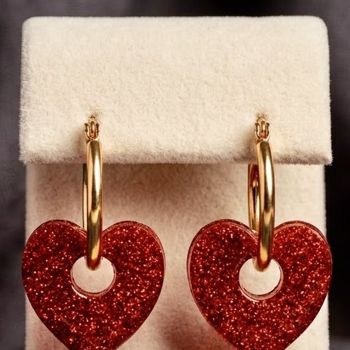Boucles d’oreilles avec charms interchangeables cœur