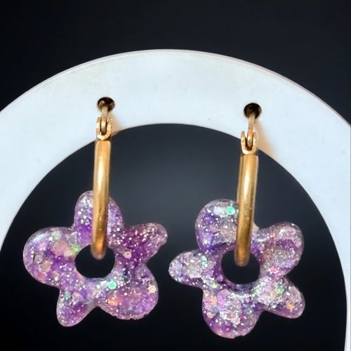 Créoles avec charms fleurs interchangeables