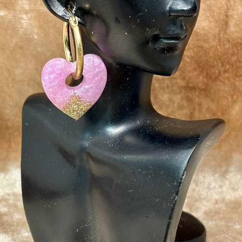 Charms cœur en résine avec sa paire de créole