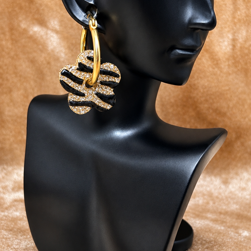 Boucles d’oreilles fleurs zebré charms interchangeables