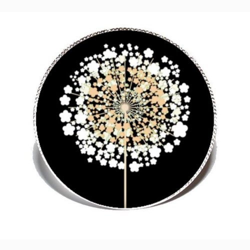 Bague argentée *dandelions* avec cabochon en résine