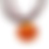 Collier organza marron avec cabochon en résine * papillon orange *