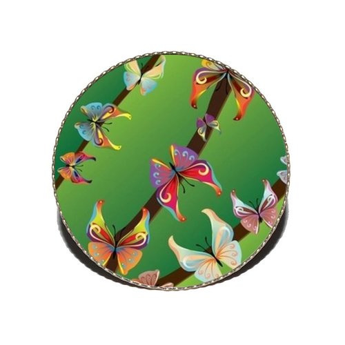 Bague bronze avec cabochon en résine * papillons sur fond vert *