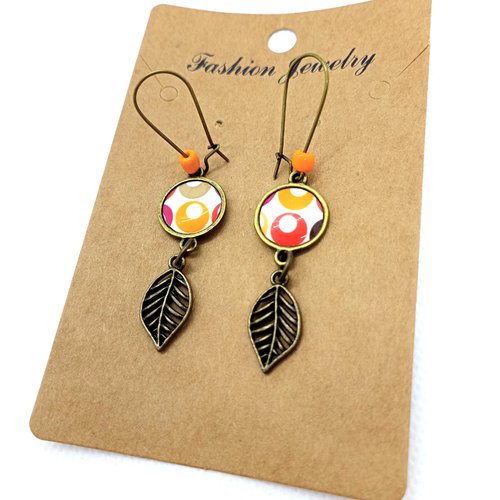 Destockage boucles d’oreilles bronze *jolis motifs rétros* avec cabochons en résine