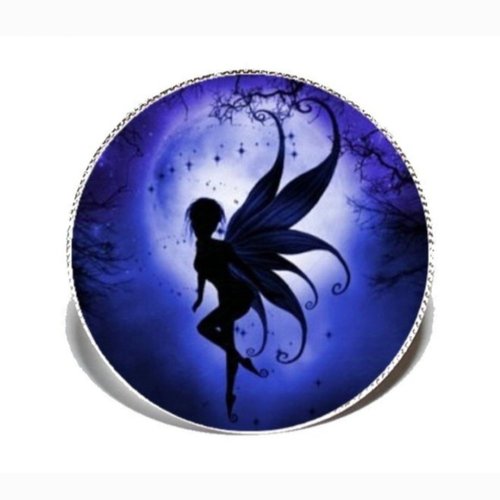 Bague argentée avec cabochon en résine * fée au clair de lune *