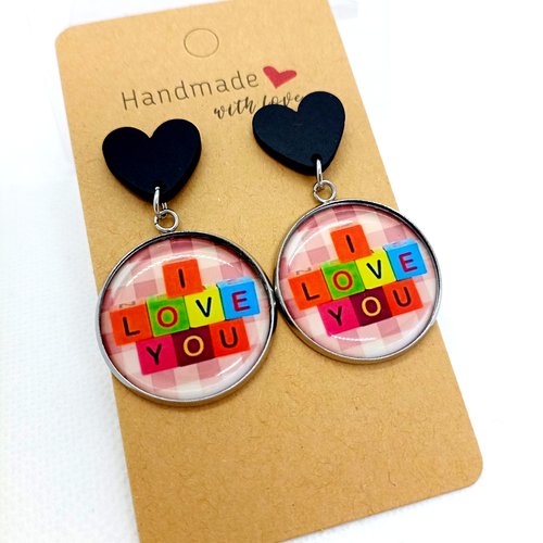 Boucles d’oreilles i love you