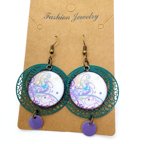 Boucles d'oreilles estampes en filigrane feuillages