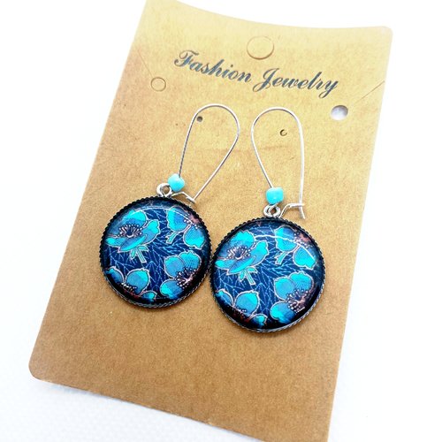 Boucles d’oreilles fleurs bleues