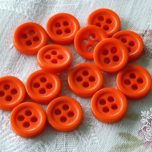 14 Petits Boutons Ronds Orange 4 Trous 9 Mm Boutons Pour Layettes Brassieres Bebes Chemises Chemisiers Un Grand Marche